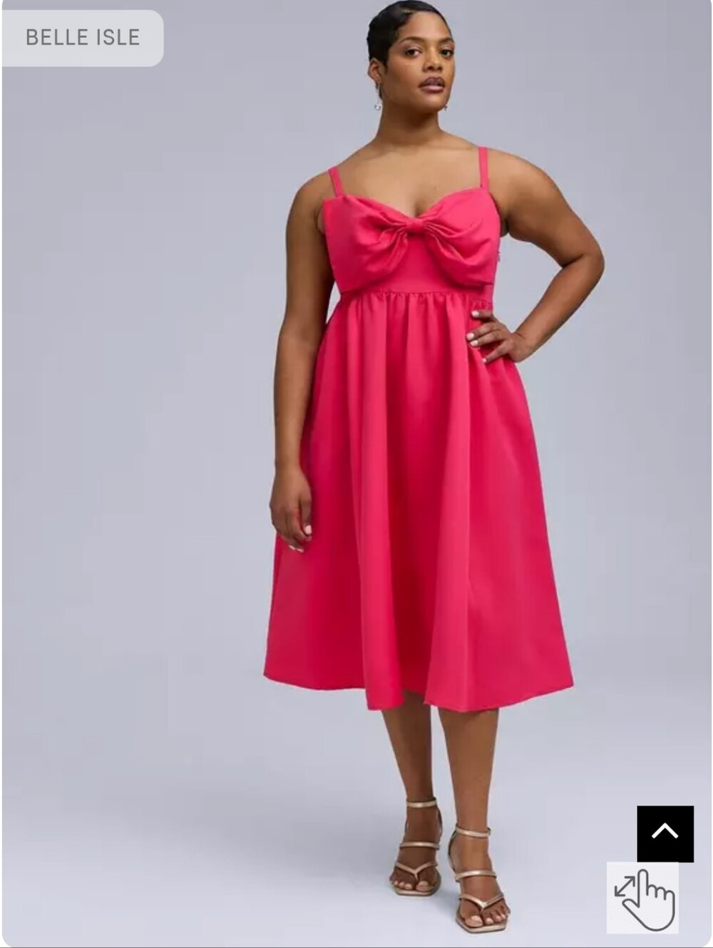 Bow Midi Dress in Bright Pink - Picture 3 of 5